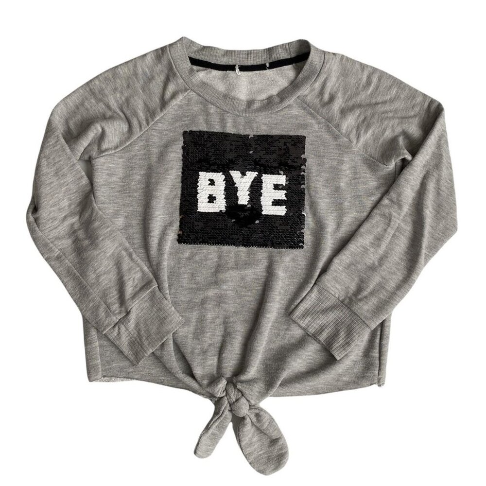 Flippy Sequin Tie Front Sweatshirt